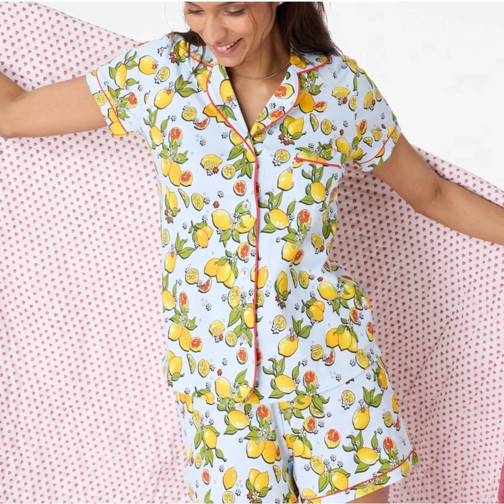 Roller Rabbit Pop Pjs- Citrus Hearts 🩵🍋🍊Sold Out Pattern